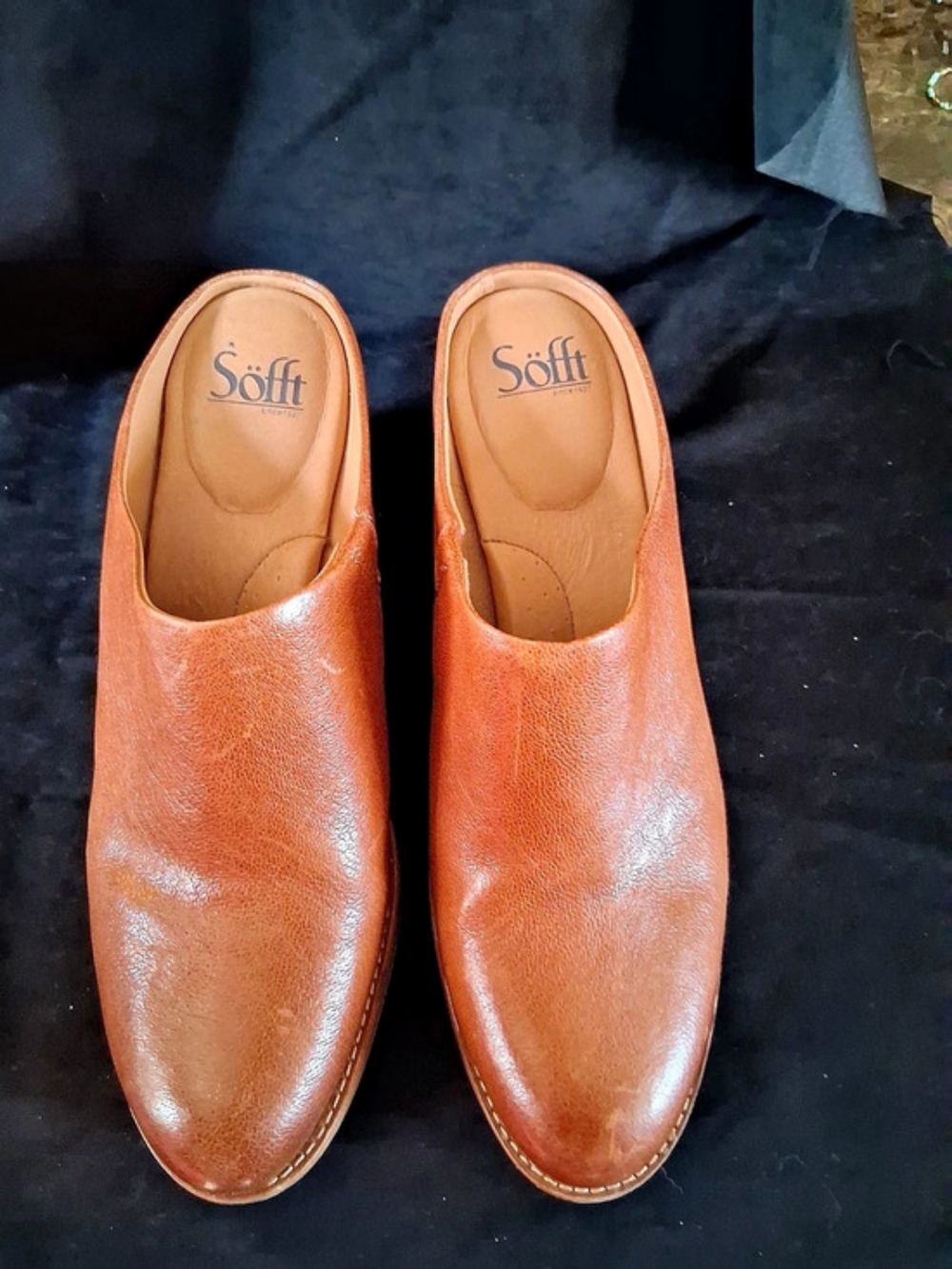 Softt Leather Western Style Mules in Brown